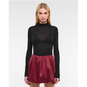 Abercrombie & Fitch Skort Large Red Satin Bubble Mini Short Pleated Party Casual